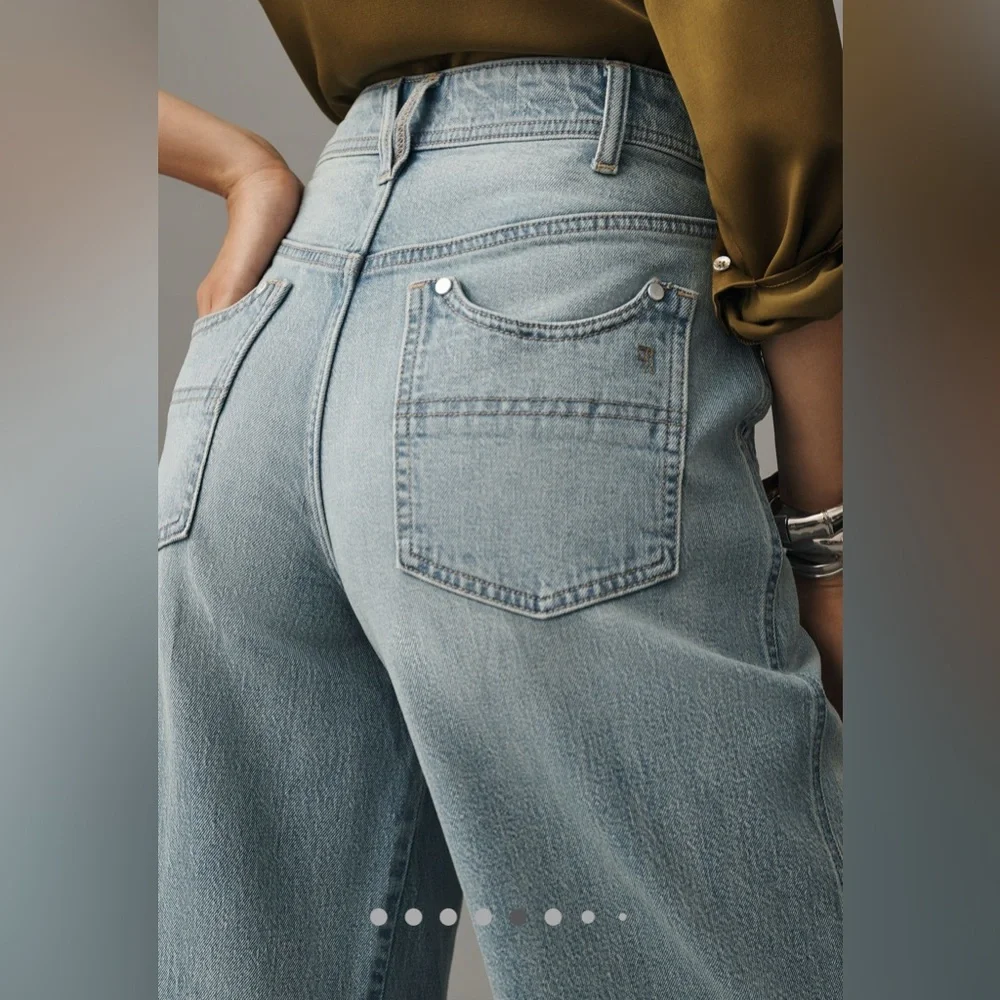 Pilcro Mason High-Rise relaxed gaucho ankle jeans Light Blue Wide Leg Sz.28 - Picture 5 of 10